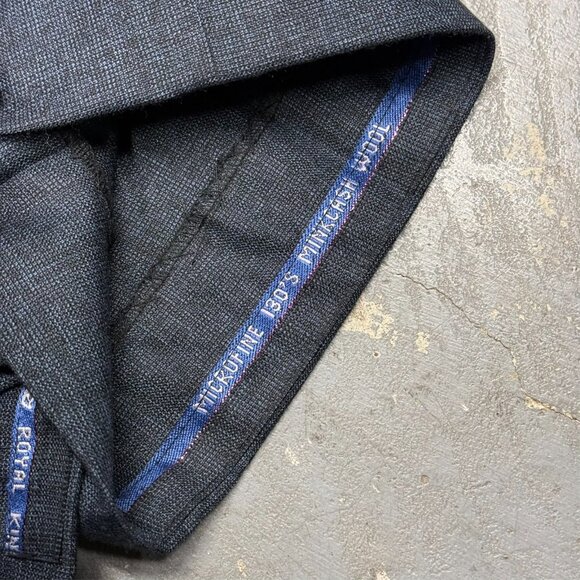 Mens Dress Pants 130s Mink Cashmere Wool Trousers Nailhead Blue 40x27 - Picture 5 of 8
